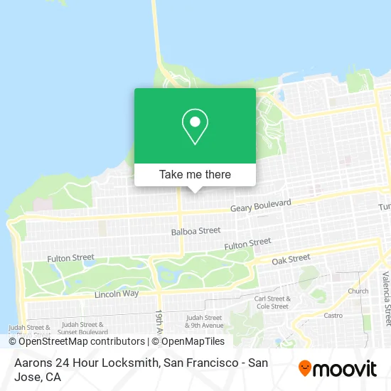 Aarons 24 Hour Locksmith map