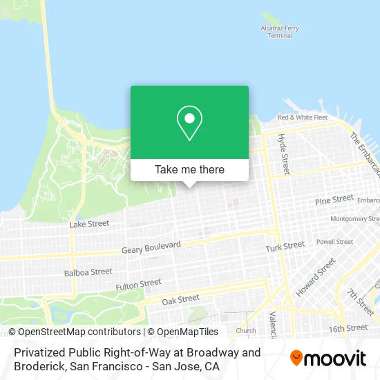 Privatized Public Right-of-Way at Broadway and Broderick map