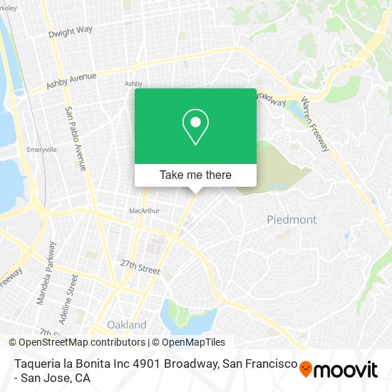 Mapa de Taqueria la Bonita Inc 4901 Broadway