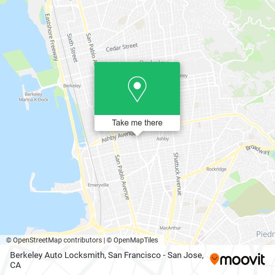 Berkeley Auto Locksmith map