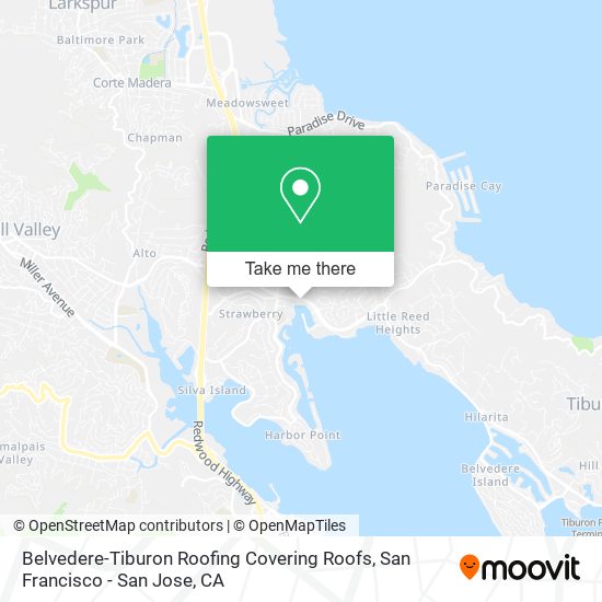 Belvedere-Tiburon Roofing Covering Roofs map
