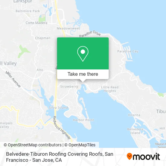 Mapa de Belvedere-Tiburon Roofing Covering Roofs