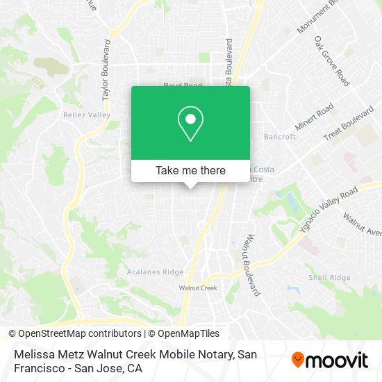 Mapa de Melissa Metz Walnut Creek Mobile Notary