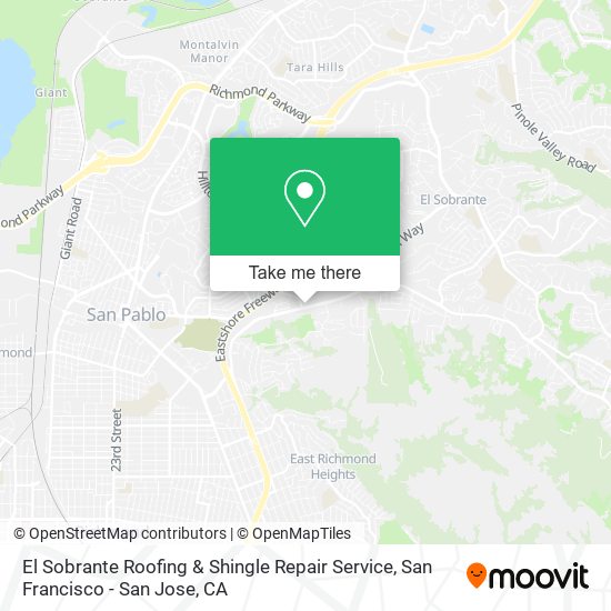 El Sobrante Roofing & Shingle Repair Service map