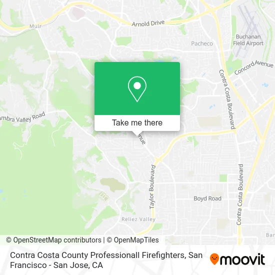 Contra Costa County Professionall Firefighters map