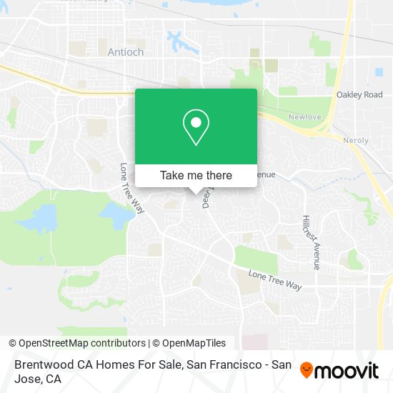 Mapa de Brentwood CA Homes For Sale