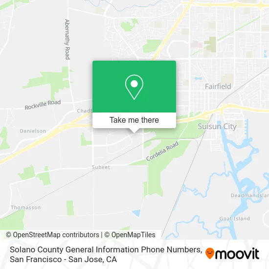 Solano County General Information Phone Numbers map
