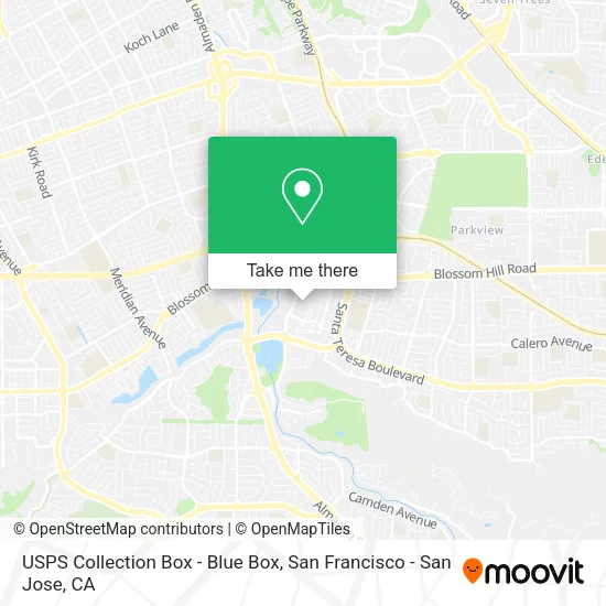 Mapa de USPS Collection Box - Blue Box