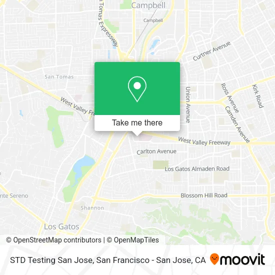 STD Testing San Jose map