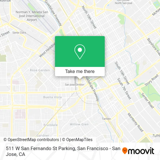 Mapa de 511 W San Fernando St Parking