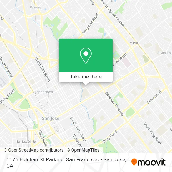 Mapa de 1175 E Julian St Parking