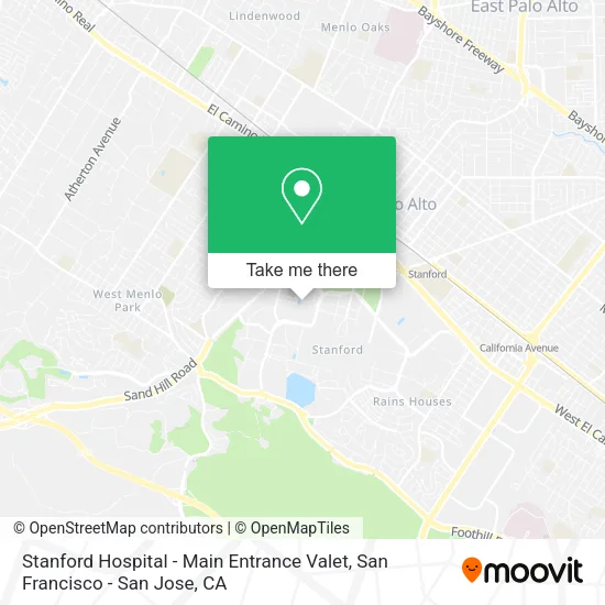 Stanford Hospital - Main Entrance Valet map