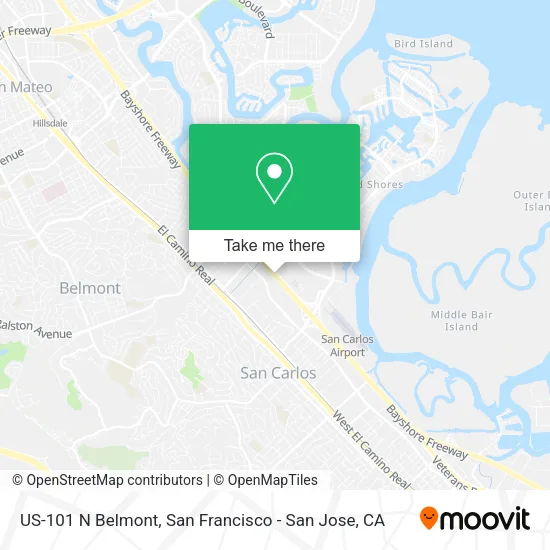 US-101 N Belmont map