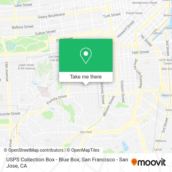 Mapa de USPS Collection Box - Blue Box