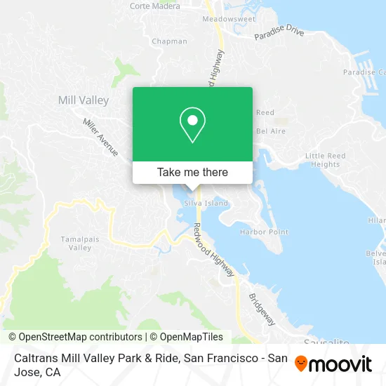 Mapa de Caltrans Mill Valley Park & Ride