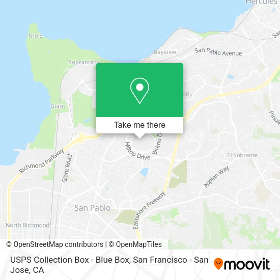 Mapa de USPS Collection Box - Blue Box