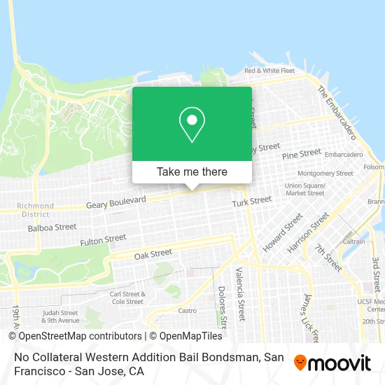 No Collateral Western Addition Bail Bondsman map