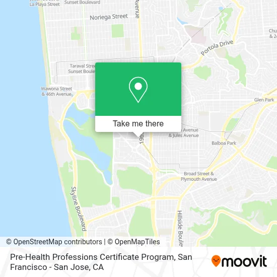 Pre-Health Professions Certificate Program map