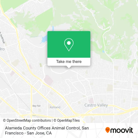 Alameda County Offices Animal Control map