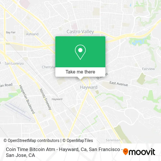 Coin Time Bitcoin Atm - Hayward, Ca map