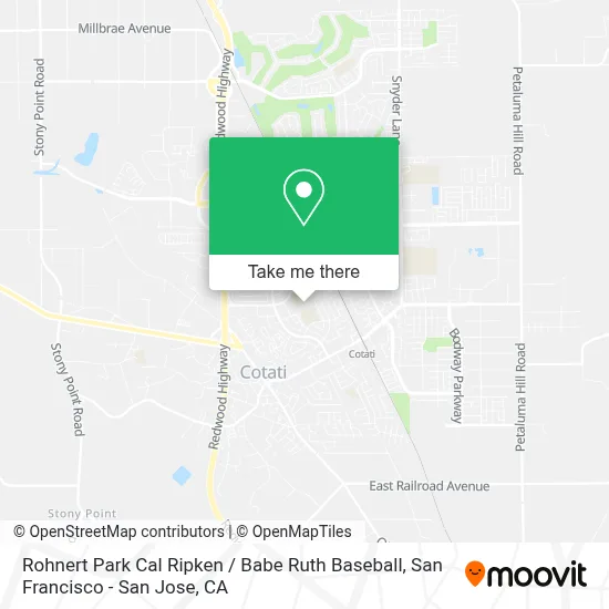 Rohnert Park Cal Ripken / Babe Ruth Baseball map