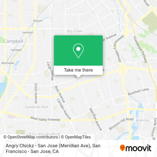 Angry Chickz - San Jose (Meridian Ave) map