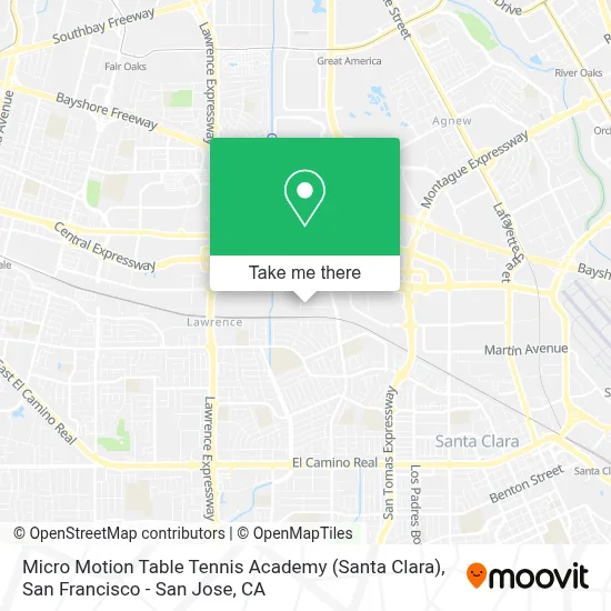 Micro Motion Table Tennis Academy (Santa Clara) map