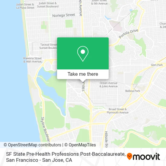 SF State Pre-Health Professions Post-Baccalaureate map