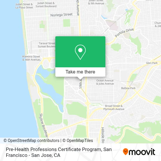 Pre-Health Professions Certificate Program map
