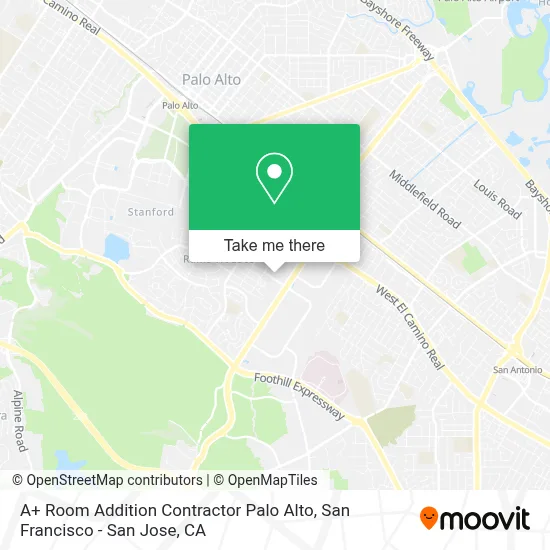 A+ Room Addition Contractor Palo Alto map