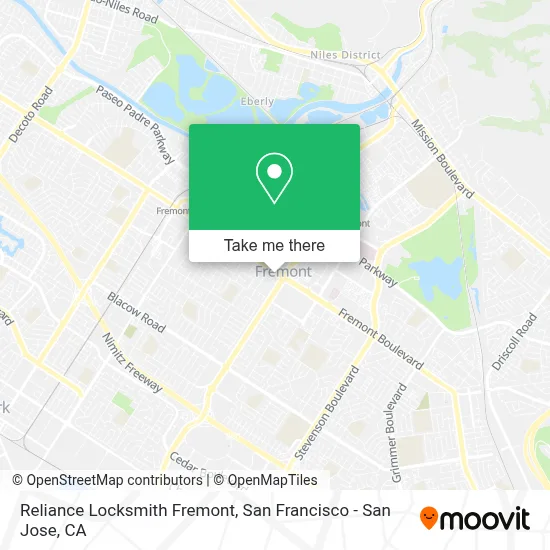 Reliance Locksmith Fremont map