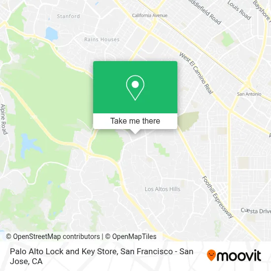 Palo Alto Lock and Key Store map
