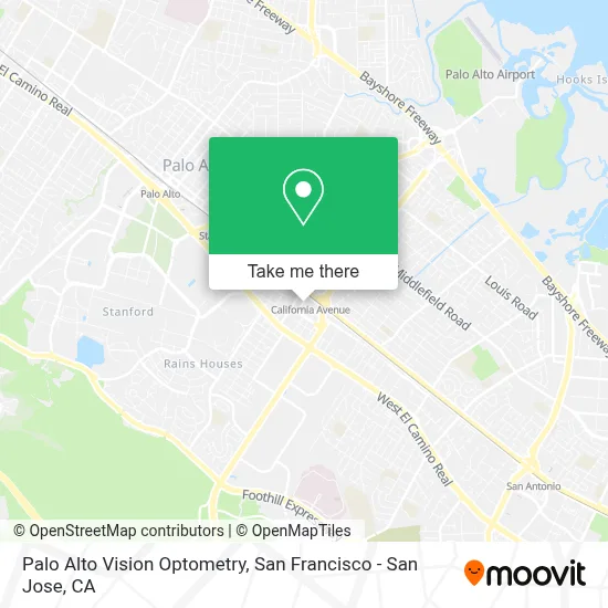 Palo Alto Vision Optometry map