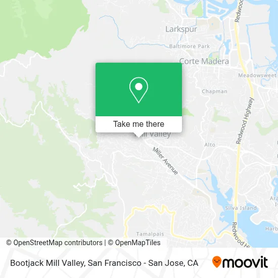Bootjack Mill Valley map