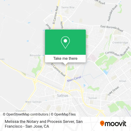 Melissa the Notary and Process Server map