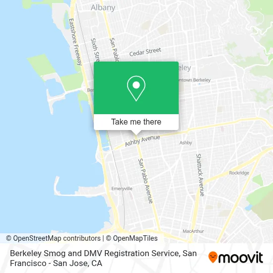 Berkeley Smog and DMV Registration Service map