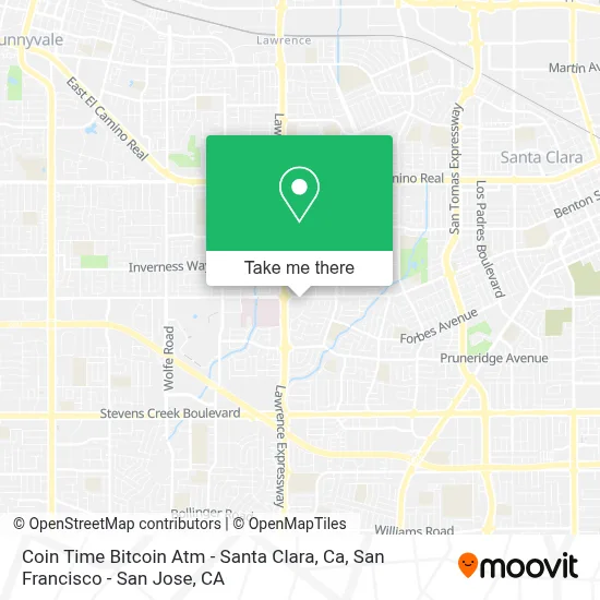 Coin Time Bitcoin Atm - Santa Clara, Ca map