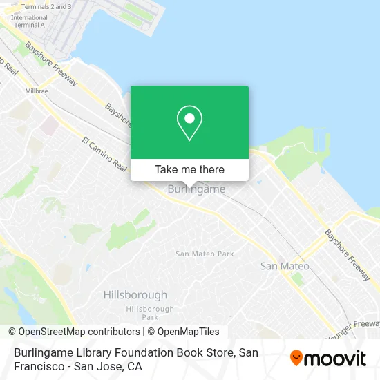 Burlingame Library Foundation Book Store map