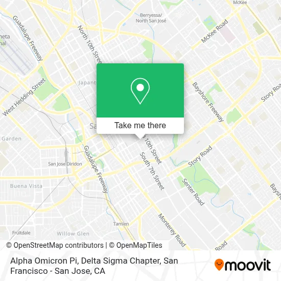 Alpha Omicron Pi, Delta Sigma Chapter map