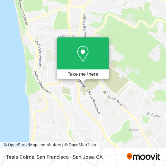 Tesla Colma map