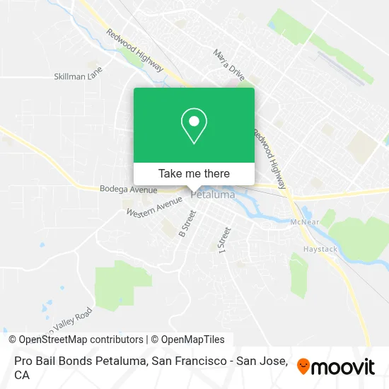 Pro Bail Bonds Petaluma map