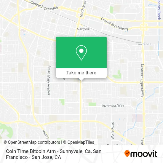 Coin Time Bitcoin Atm - Sunnyvale, Ca map