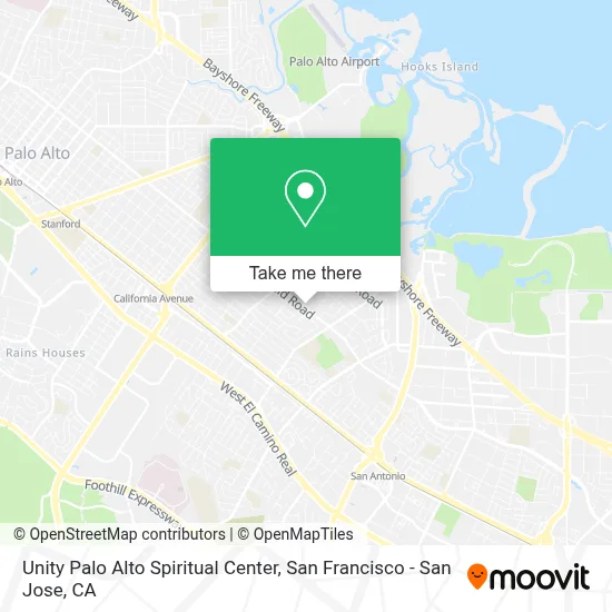 Unity Palo Alto Spiritual Center map