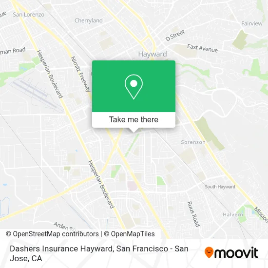 Dashers Insurance Hayward map