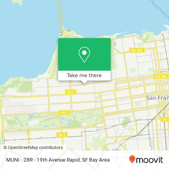 Mapa de MUNI - 28R - 19th Avenue Rapid