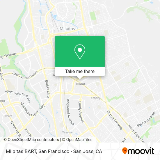 Milpitas BART map