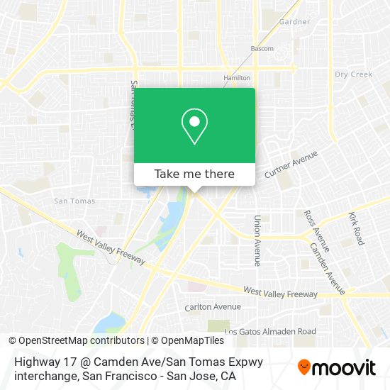 Mapa de Highway 17 @ Camden Ave / San Tomas Expwy interchange