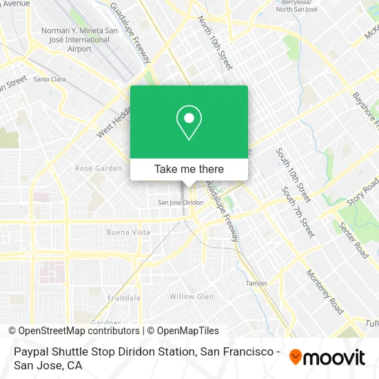 Mapa de Paypal Shuttle Stop Diridon Station