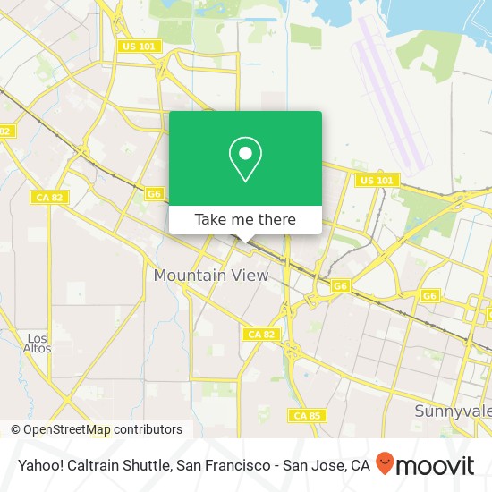 Mapa de Yahoo! Caltrain Shuttle