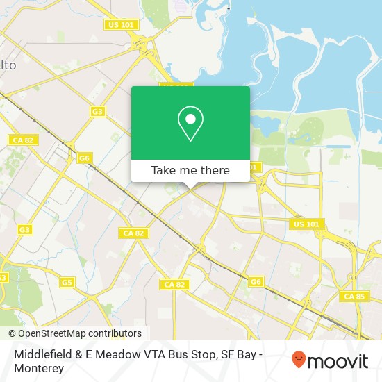 Mapa de Middlefield & E Meadow VTA Bus Stop